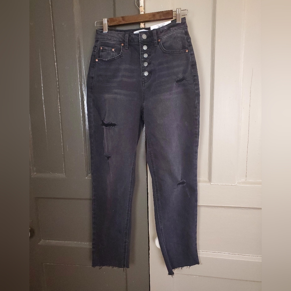 High-Rise Distressed Women's Jeans - Black